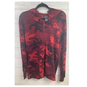 Ralph Lauren Polo Hoodie Red Camo 1/4 Zip